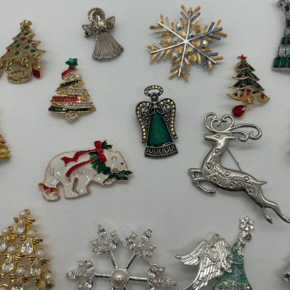 Christmas Brooch Tree Pin Radko Eisenberg Avon Gerry Both Vintage Modern - Picture 12 of 16